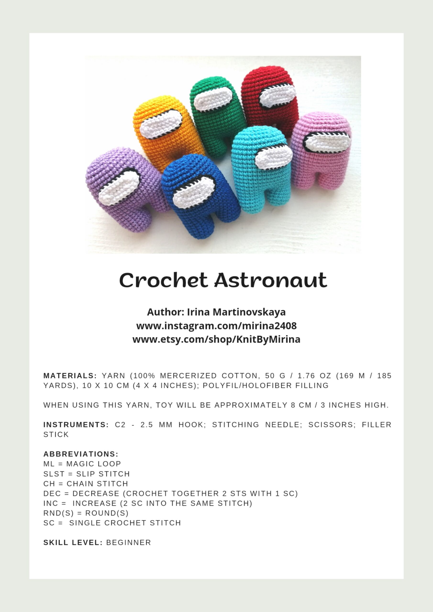 Crochet Among Us PDF | Amigurumi Astronaut - DailyDoll Shop