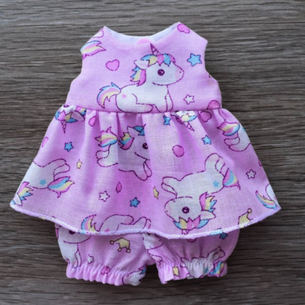 Pink unicorn doll dress