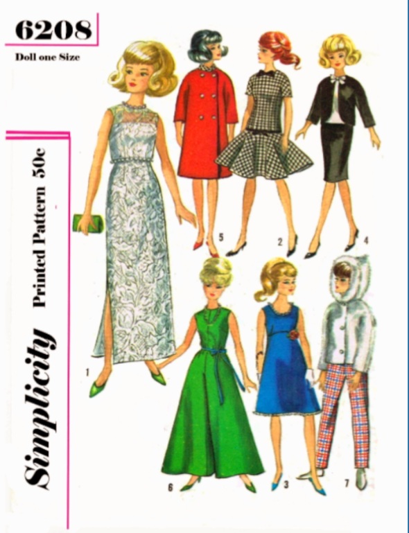 Simplicity 4883 Barbie Tammy Doll Clothing Wardrobe Vintage 1960's