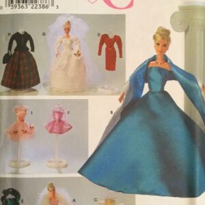McCalls Pattern 4400 Fashion Doll wardrobe for 11 1/2″ dolls such as Barbie  Wedding Dress, Cape, gowns, pants, tops, jacket