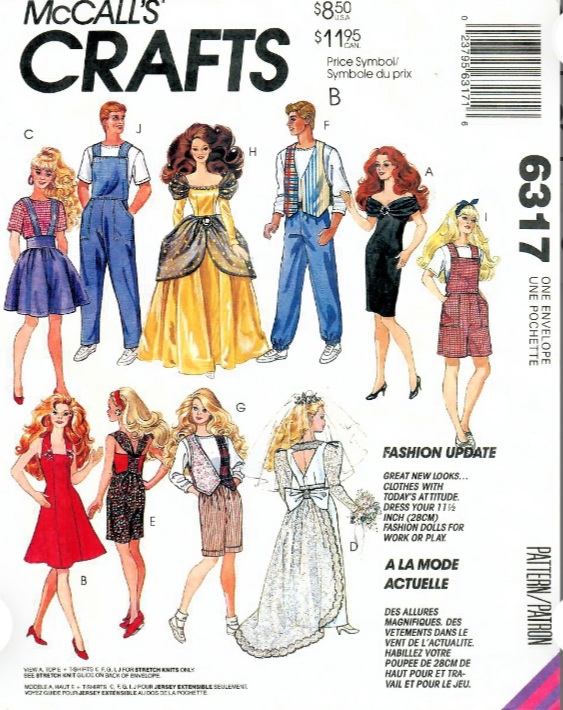 PDF Copy Sewing Pattern MC Calls 6317 Clothes for Barbie and Dolls
