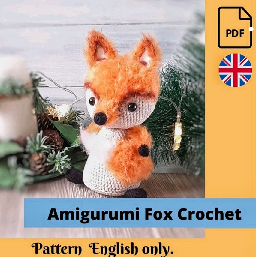 cute baby showers gift kids birthday plush stuffed animal Crochet Fox: red fox amigurumi