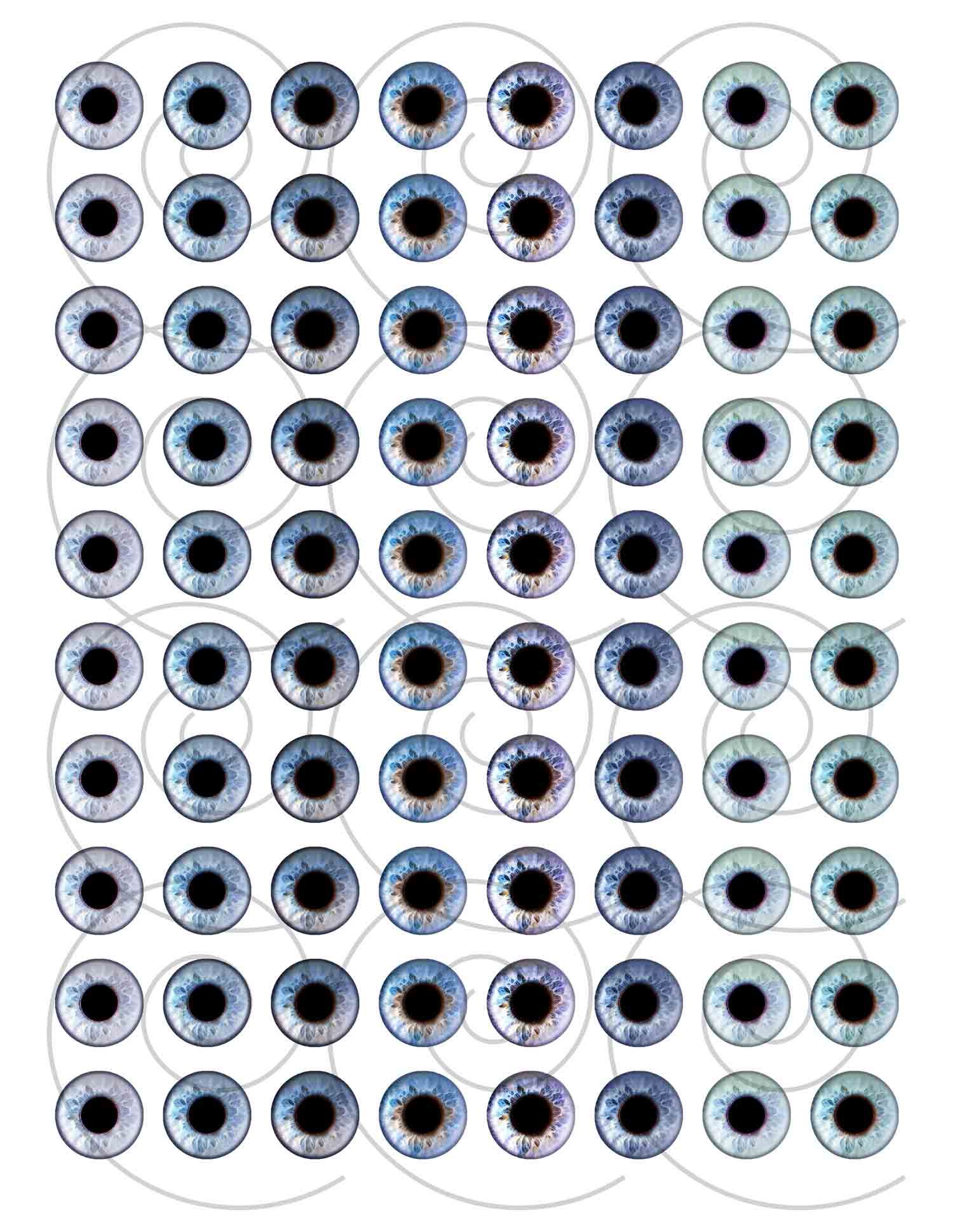 Light Blue Super Realistic Eyes Digital Collage Sheet - DailyDoll Shop