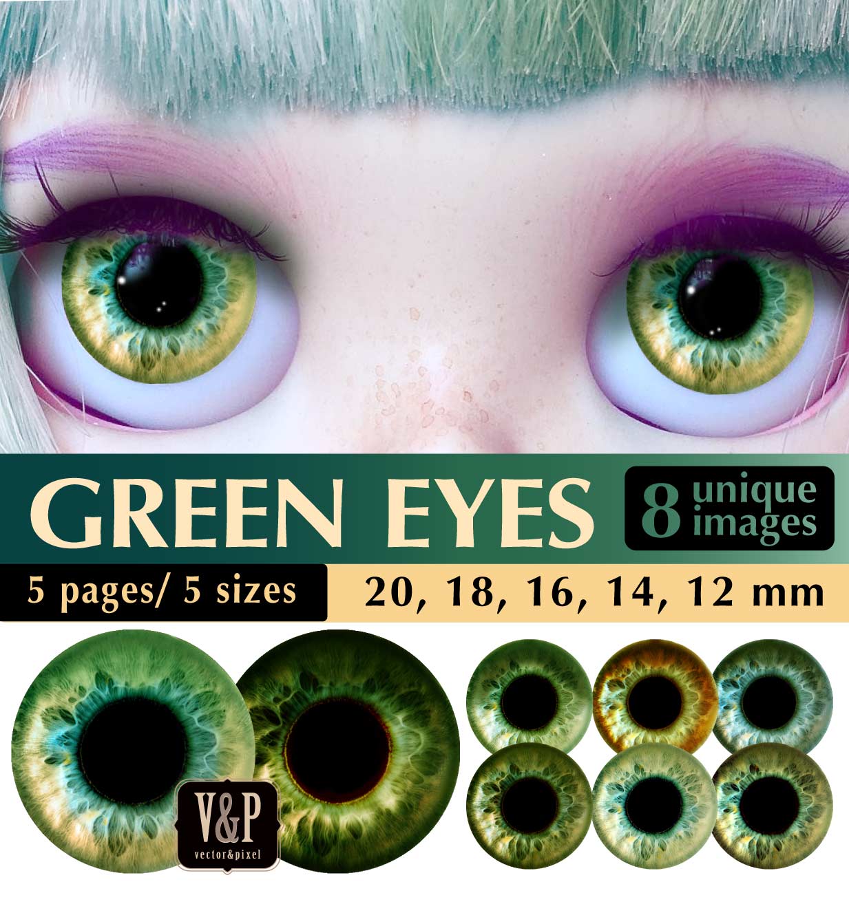 Dragon Eyes Digital Collage Sheet from 12mm to 25mm - DailyDoll Shop