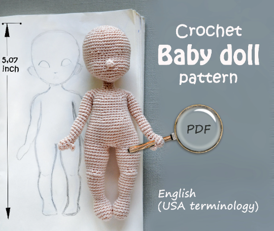 Crochet doll pattern amigurumi baby doll pattern (English, Deutsch,  Français) - DailyDoll Shop