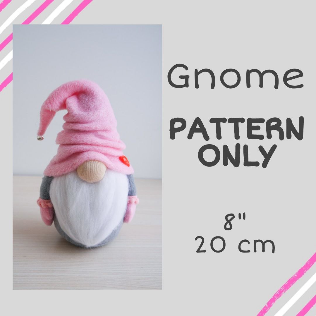 Soft gnome pattern, Scandinavian gnome printable PDF template