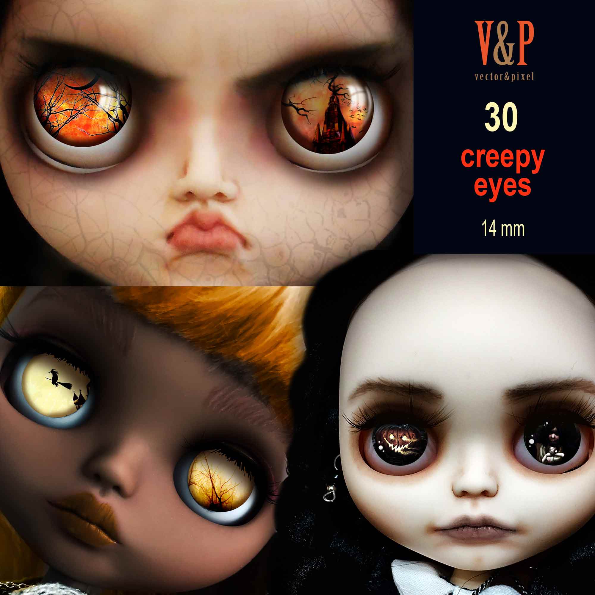 - 14 mm Brown doll yeux 