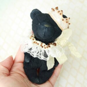 Artist teddy bear, small bear, black bear