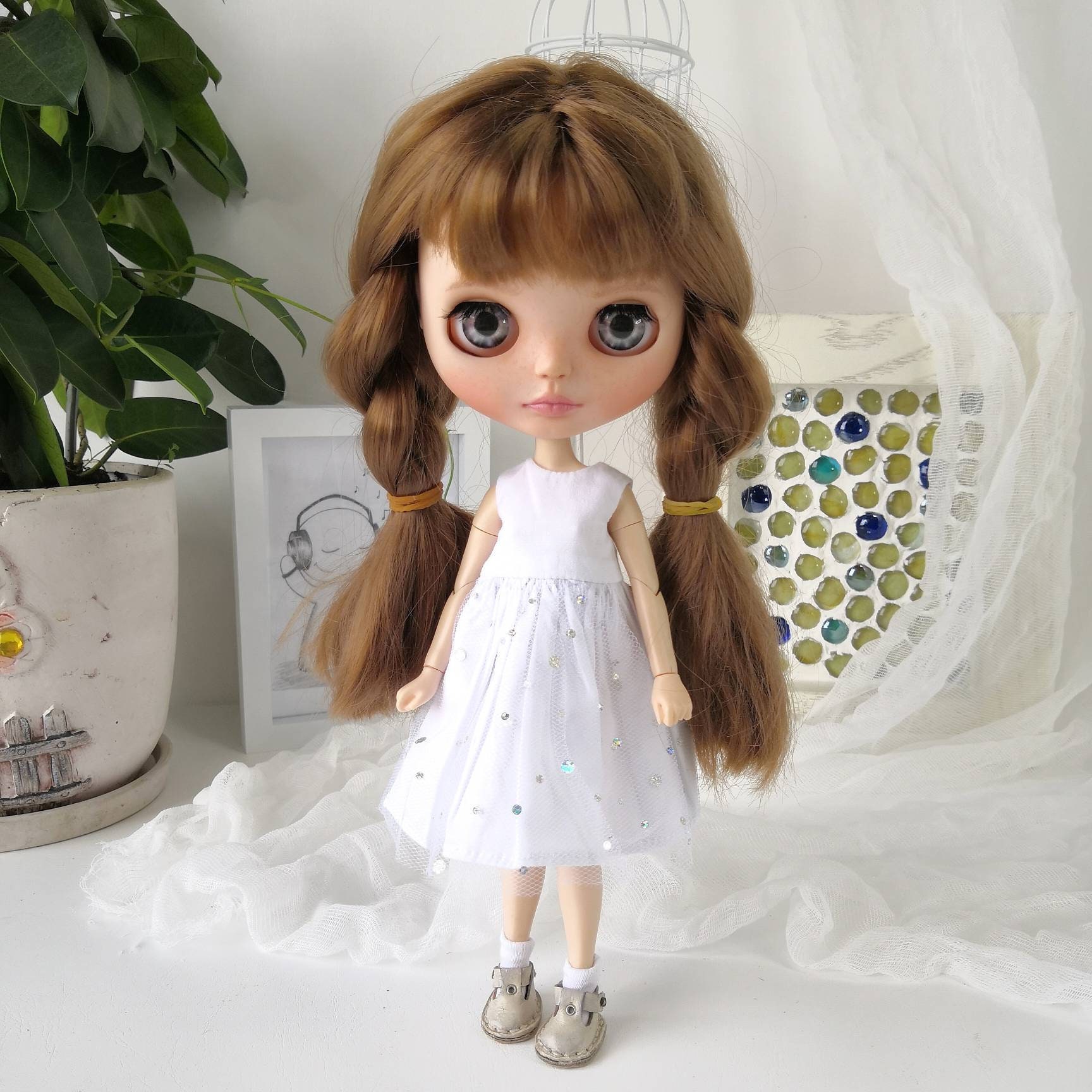 Perruque pour Blythe Doll Outfit Robe 