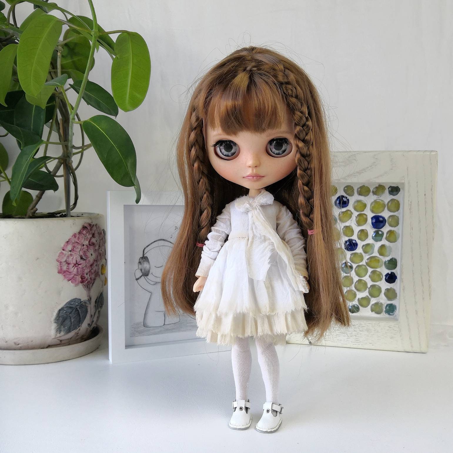 Beautiful new white dress Blythe doll. Blythe summer dress/2