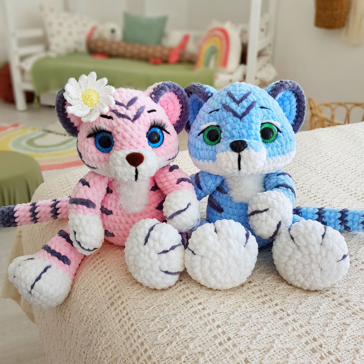 Pink tiger Crochet Tiger Amigurmi Boys Girls Baby shower Gift ideas Interior decorations Home store decor Soft animals Crochet tiger doll Toddler