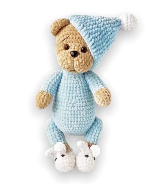 Crochet amigurumi plush teddy bear in pajamas pattern