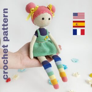 Doll in rainbow socks crochet pattern