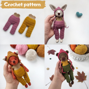 Crochet toy clothes | Amigurumi | Two colored onesies for Baby Animals Series | Bosikosha crochet pattern