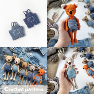 Crochet toy clothes | Amigurumi | Jeans onesies for Baby Animals Series | Bosikosha crochet pattern