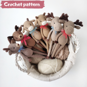 Crochet toy | Amigurumi | Crochet Baby Animals series: Bull, Reindeer, Moose. Pattern 3 in 1 | Bosikosha crochet pattern