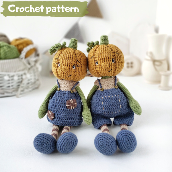 Crochet doll | Amigurumi | Pickwy & Herby the Pumpkins | Bosikosha crochet pattern