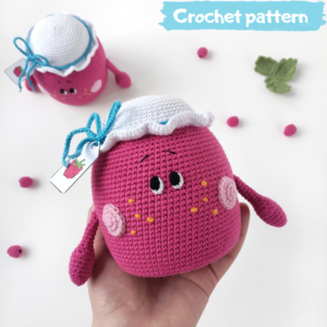 Crochet toy | Amigurumi | Jeremy the Jam Jar | Bosikosha crochet pattern