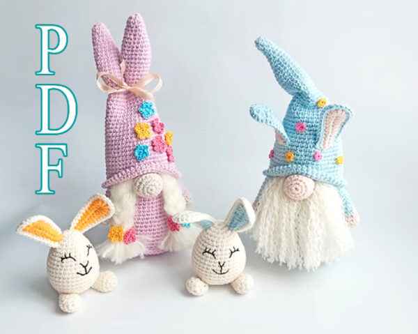 Easter gnomes bunny pattern