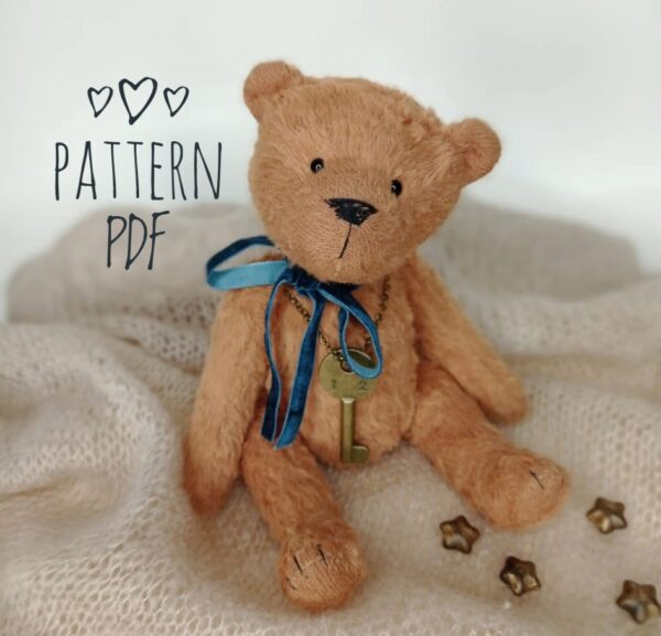 Pattern teddy bear, sewing bear, artist bear, easy pattern bear, sew bear