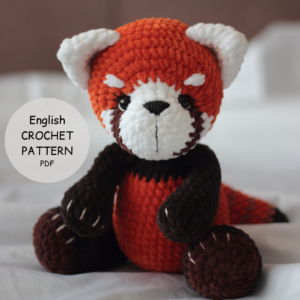 padrão panda de croché vermelho