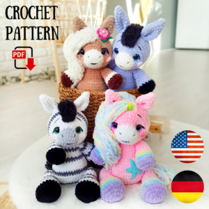 Crochet Zebra Donkey Horse Unicorn pattern