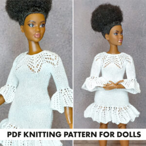 Knitting Pattern Dress for Barbie curvy doll