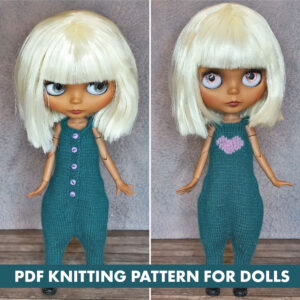 Knitting pattern jumpsuit for Blythe doll