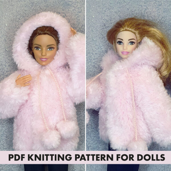 Knitting pattern Fur Coat for Barbie doll