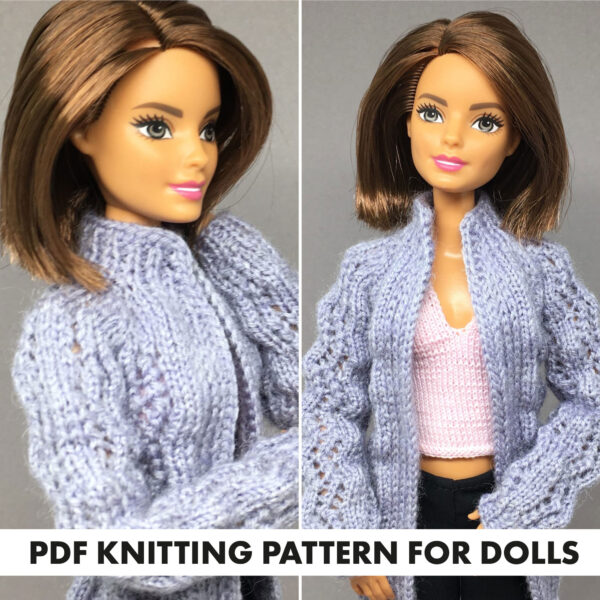 Knitting pattern cardigan for Barbie doll