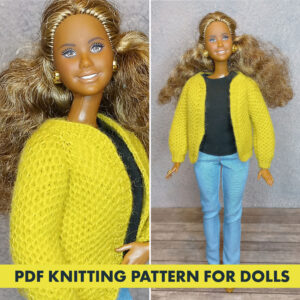 Knitting pattern cardigan for Barbie curvy doll