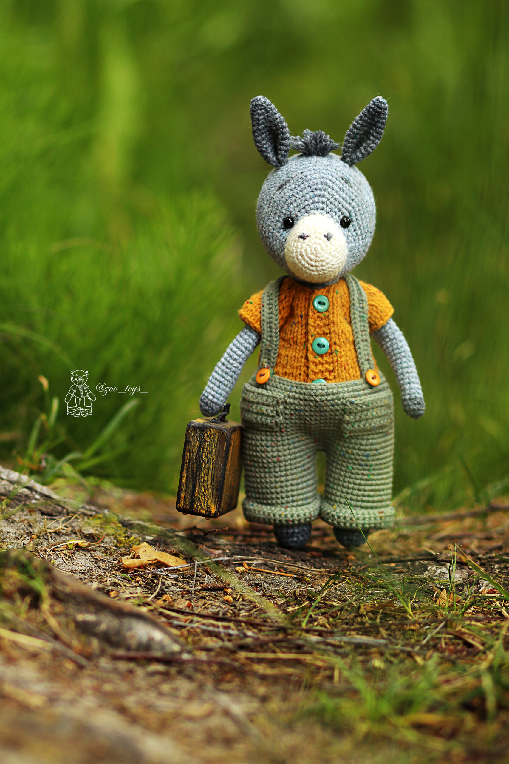 Amigurumi Donkey - 35cm Length - Crochet store Organic Toy - Healthy Toy - Knitted Toy Doll