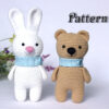 Bunny and Bear crochet pattern toy, pattern animal toy