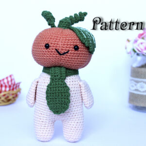Pattern crochet toy pumpkin doll, Amigurumi pumpkin toy