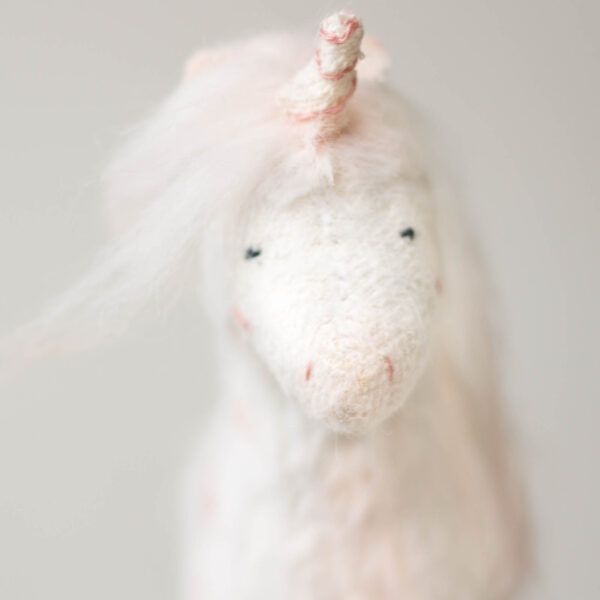 white plush mohair unicorn