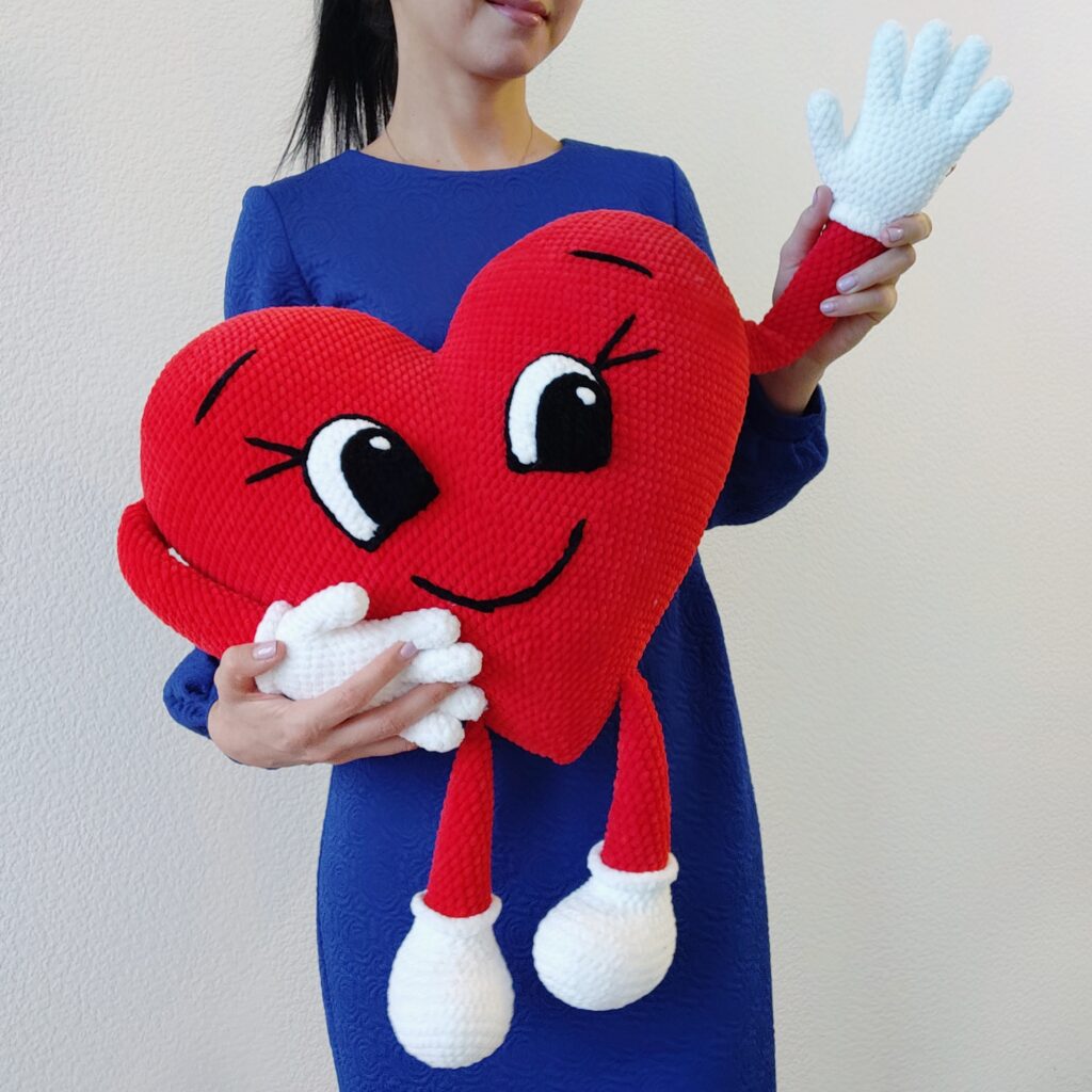 Crochet Leggy Heart Plushie | Handmade Heart Stuffed Animal