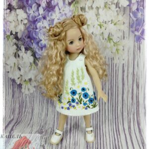 Embroidered dress for doll Dianna Effner Little Darling "Poppies 2" (For Doll Size: 13 inch)