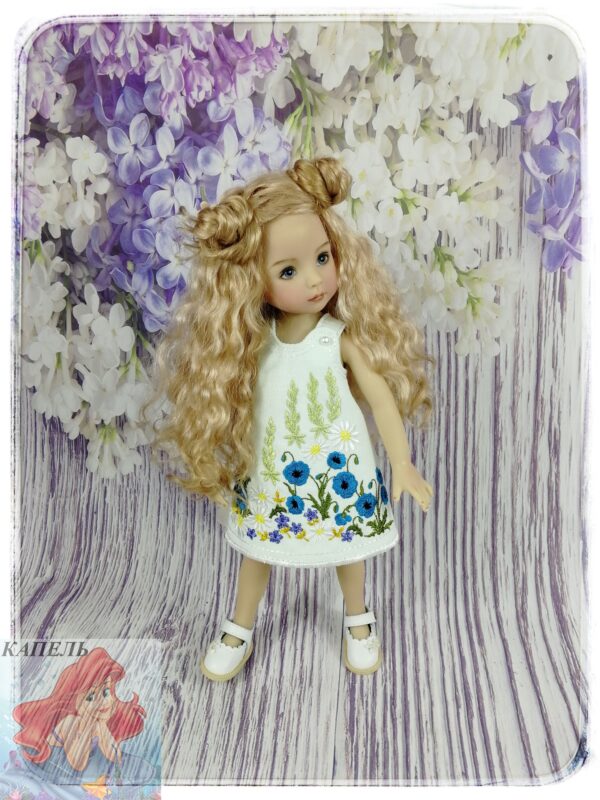 Embroidered dress for doll Dianna Effner Little Darling "Poppies 2" (For Doll Size: 13 inch)