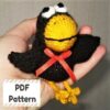 Knit crow pattern, Crow knitting pattern, Bird knitting pattern