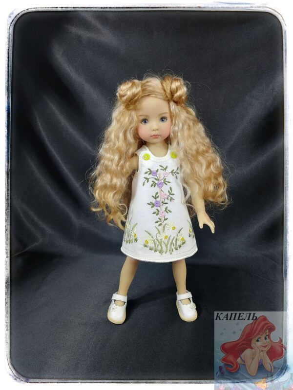 Embroidered dress for doll Dianna Effner Little Darling "Narcissus 2" (For Doll Size: 13 inch)