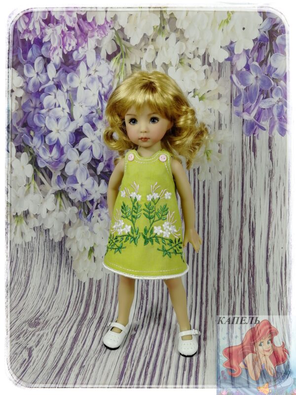 Embroidered dress for doll Dianna Effner Little Darling "JASMINE" (For Doll Size: 13 inch)