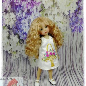 Embroidered dress for doll Dianna Effner Little Darling "A basket of flowers" (For Doll Size: 13 inch)