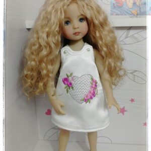 Embroidered dress for doll Dianna Effner Little Darling "Flower heart" (For Doll Size: 13 inch)