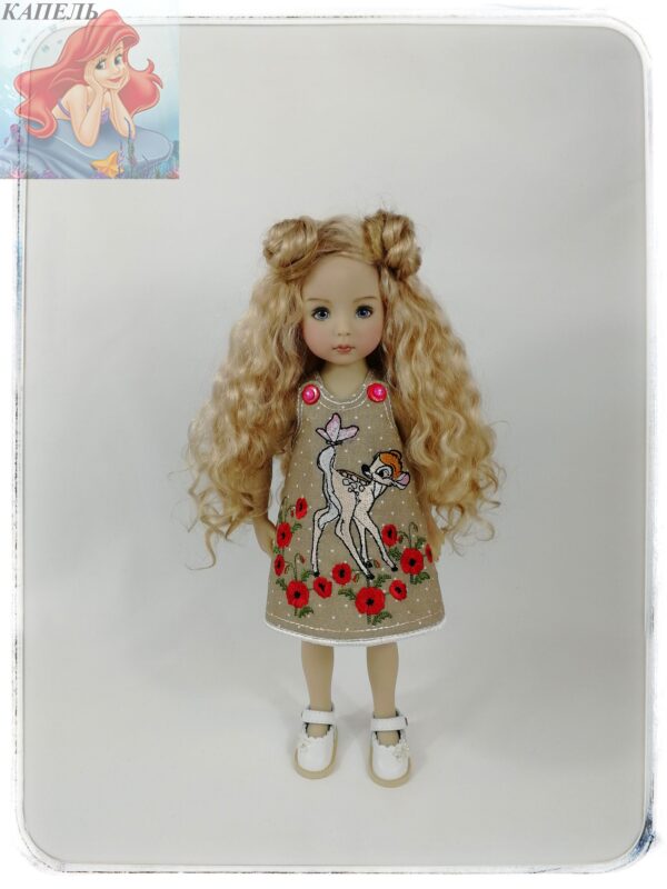 Embroidered dress for doll Dianna Effner Little Darling "BAMBI 2" (For Doll Size: 13 inch)