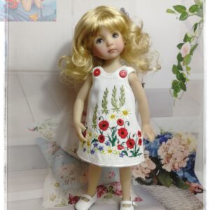 Embroidered dress for doll Dianna Effner Little Darling "Poppies 1" (For Doll Size: 13 inch)