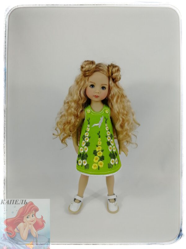 Embroidered dress for doll Dianna Effner Little Darling "MALLOW 1" (For Doll Size: 13 inch)