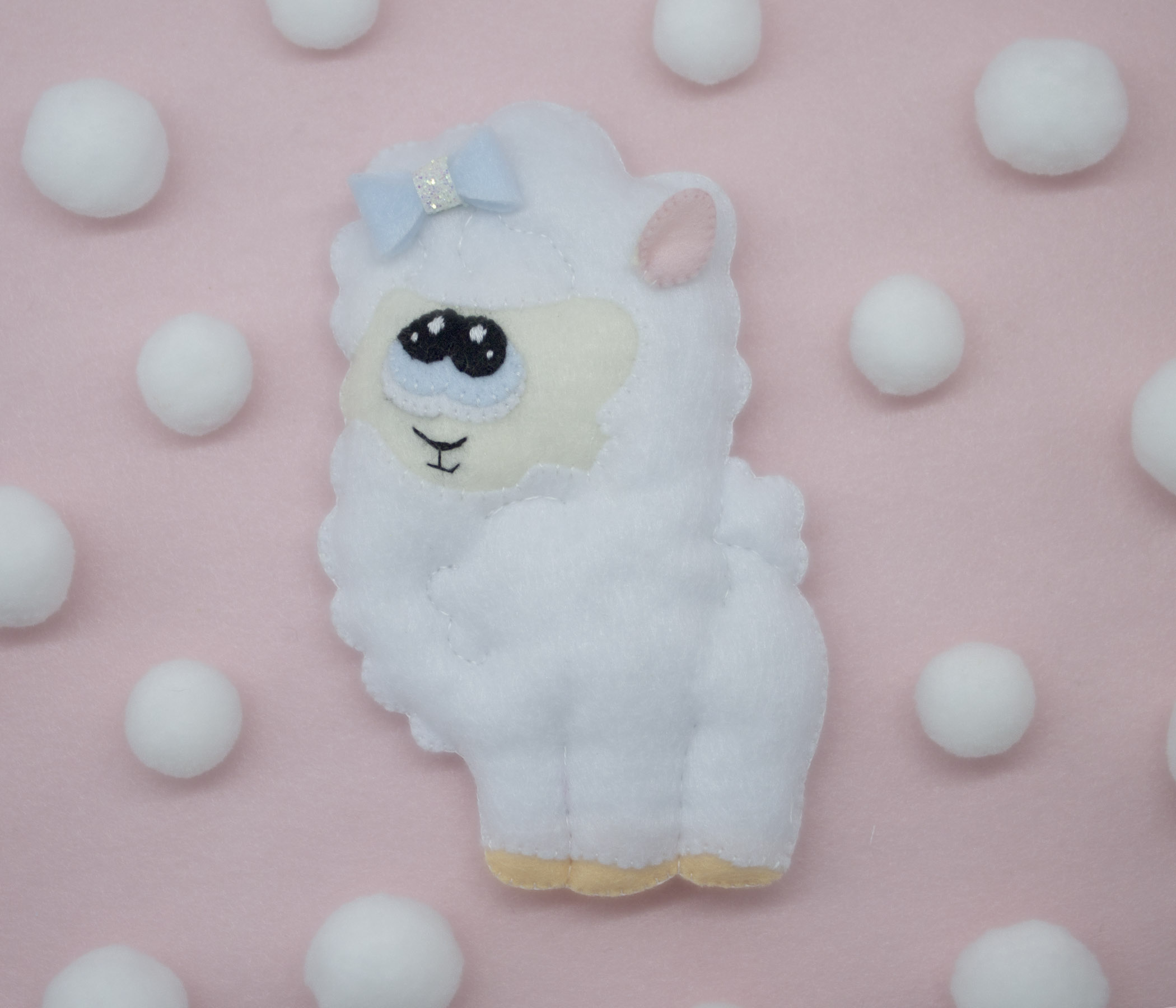 Felt sheep ornament, animals sewing pattern PDF 2 13 5