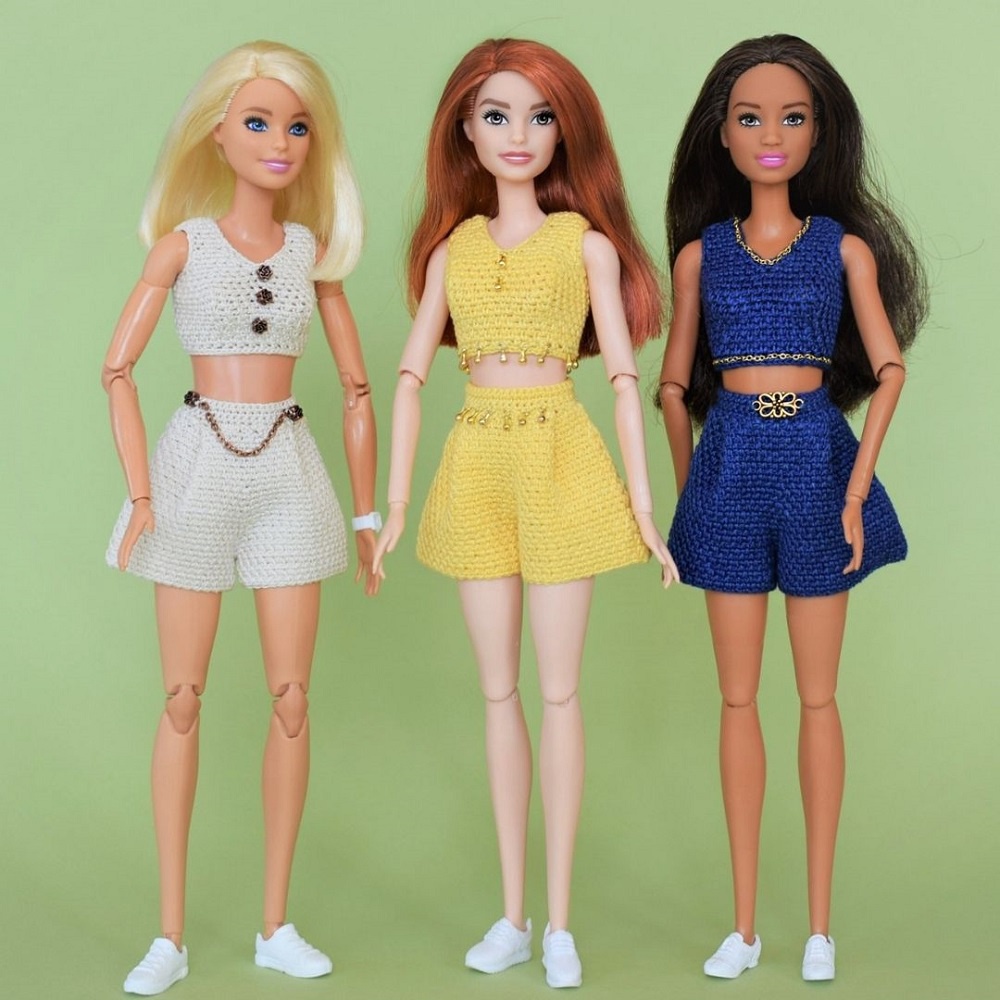 Barbie Two Tops and Shorts  Barbie sewing patterns, Barbie