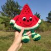 Crochet Watermelon slice pattern with eyes and hands