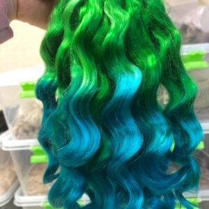 Doll hair ombre green aquamarine